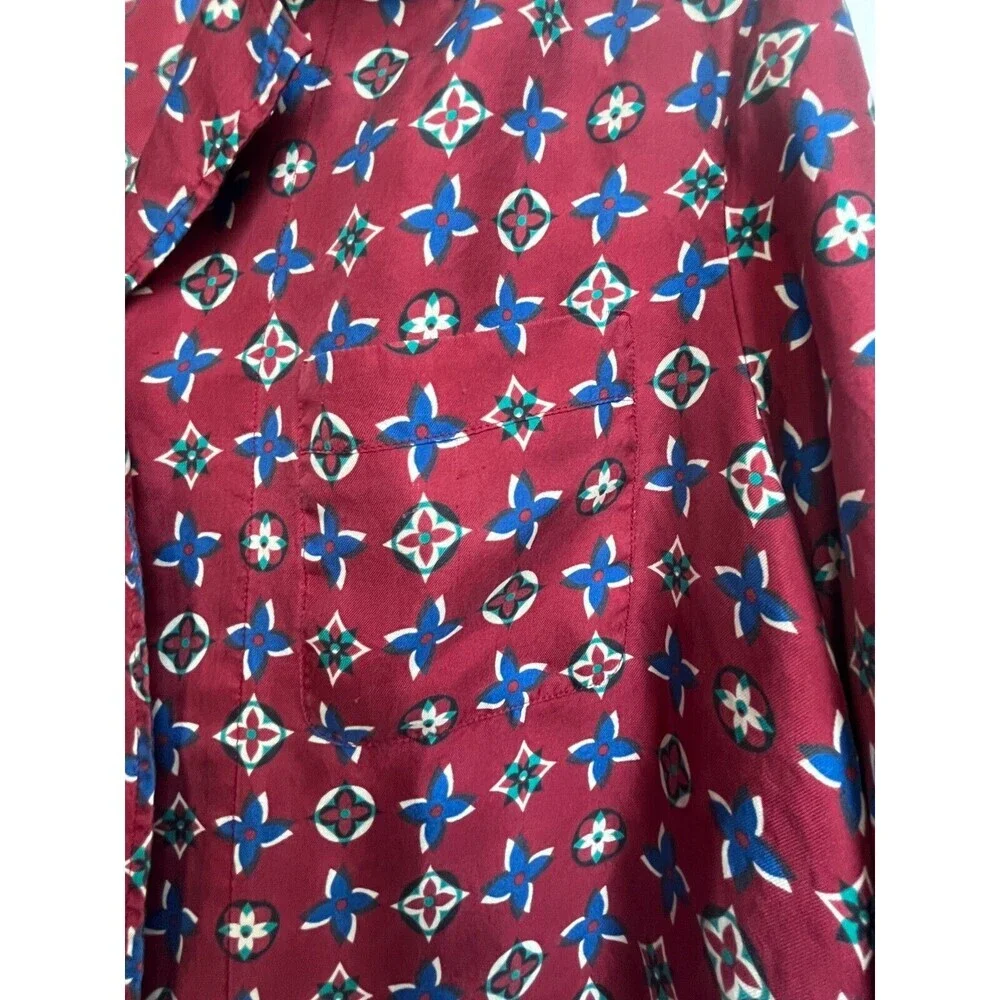 Louis Vuitton Silk Pajama Top Size Italian 38 US 6 Burgundy Luxury‎ Old Money